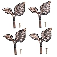 SHINEOFI 4 Sets Iron Wall-Mounted Coat and Hat Hooks Space-Saving Leaf Design Strong Load-Bearing Wall Storage Hooks for Bedroom Kitchen Bathroom Hallway Organizer