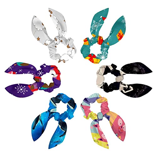 Chouchous de Noël lot de 6 élastiques cheveux avec nœud pour cadeau fille et femme