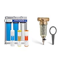 Express Water Ultimate Protection Whole House Water Filter System + iSpring WSP-50SL Reusable Whole House Spin Down Sediment Water Filter Softener