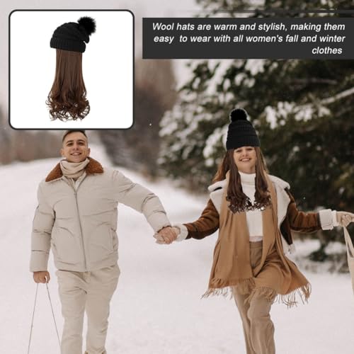 Gorro de punto negro con pelo largo sintético resistente al calor ROMISBABA 5