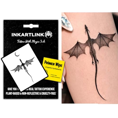 INKARTLINK Semi Permanent Temporary Tattoo, realistic dragon tattoo,suitable for men's tattoo, waterproof and non-reflective, exquisite packaging, unique design (Pterosaur)