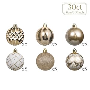 Valery Madelyn Christmas Ornaments Set, 30ct White and Gold Shatterproof Christmas Tree Decorations Ball Ornaments Bulk, 2.36 Inches Elegant Hanging Ornaments for Xmas Trees Holiday Decor Valery Madelyn Christmas Ornaments Set 30ct White and Gold Shatterproof Christmas Tree Decorations Ball Ornaments Bulk 236 Inches Elegant Hanging Ornaments for Xmas Trees Holiday Decor