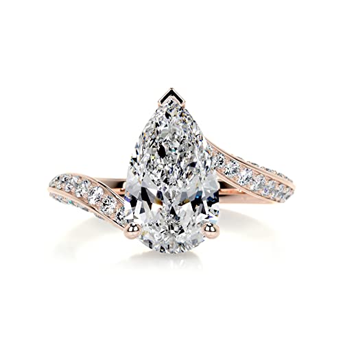 2.5 Carat (ctw) Pear Shaped Moissanite Engagement Rings, 10K 14K 18K Gold Promise Wedding Rings for Women4