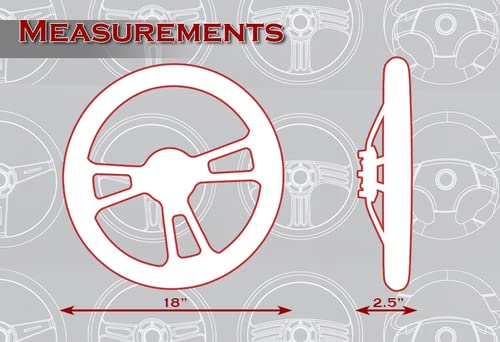 Hk5 W-Power Black Leather Grip 18" 457 Mm 5 Bolt 3 Spoke Vintage Steering Wheel (Black Spoke) #TOP3