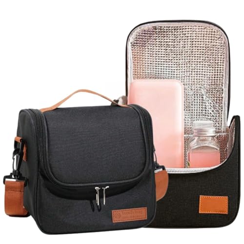 Bolsa Térmica Lancheira com Alça de Ombro para Marmita – Ideal para Trabalho, Academia, Escola e Passeios | Isolamento Interno, Compacta, Resistente e Estilo Moderno para o Dia a Dia (Preto)