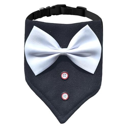 Hund Smoking Bandana Halsband, Formale Hochzeit Party Hundehalstuch mit Fliege Verstellbar Krawatte Haustier Anzug Fliege für Hunde für Party Geburtstag für Kleine Mittelgroße und Große Hunde,XL