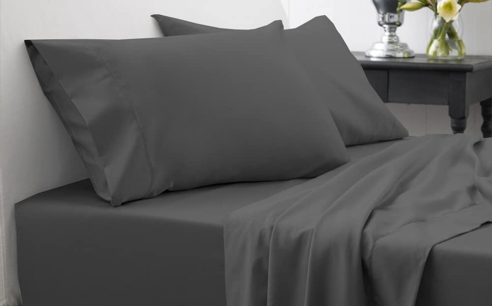 Egyptian Cotton Pillow Covers - Set of 2 Dark Grey -2