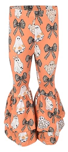 Image of Unique Baby 2 Piece Girls Double Bell Bottom Leggings Outfit with Short Sleeved Shirt Kid and Toddler Clothes Set
