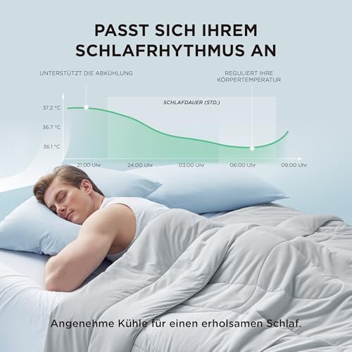 BEDSURE Bettdecke Ohne Bezug Kühlende - Bettdecke 135x200 Kühldecken zum Schlafen - Leicht Atmungsaktiv Schweißfrei Cooling Blanket Für Nachtschwitzer Doppelseitige Kühlende Decke, Grau
