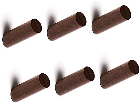 ANZOME Wooden Coat Hook, 6 Pieces Wood Wall Hook, Wooden Coat Peg Coat Hanger for Hanging Clothes, Hat, Scarves and Headphone in Bedroom, Living room, Hallway