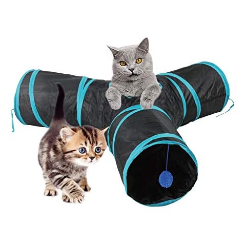 PAWISE Cat Toys Cat Tunnel and Cat Cube Pop Up Collapsible Kitten Indoor Outdoor Toys Cover