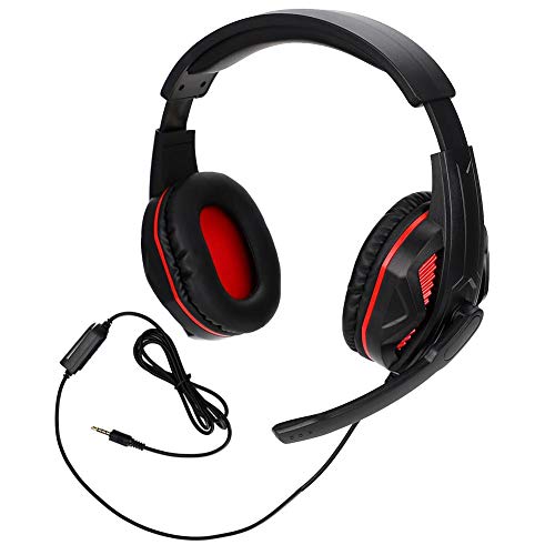 Topiky Gaming Headsets, Wired Gaming Hoofdtelefoon met 40mm Professionele Game Horn, Stereo Bass Geluid, Stretchable Hoofdband, Ruisonderdrukkende Headset met Microfoon, voor PS4/PC/Laptop, enz, Zwart/Rood - Afbeelding 3