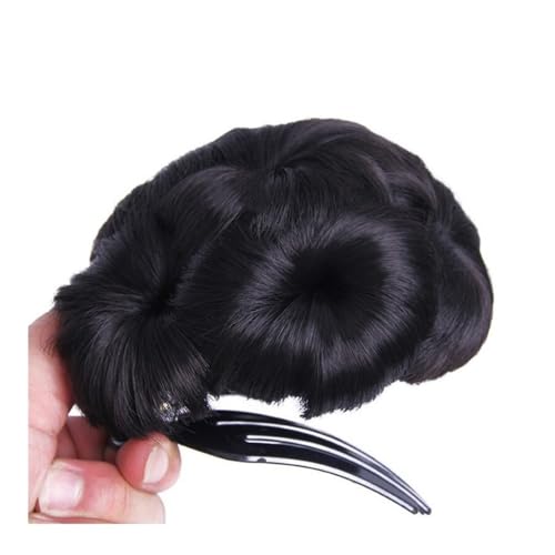 Faux chignon à pince marron-noir : volume plat résolu pour femme - 6