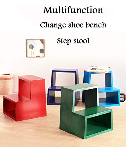 Taburete escalonado de madera con escaleras de tijera y banco de zapatos plegable 8