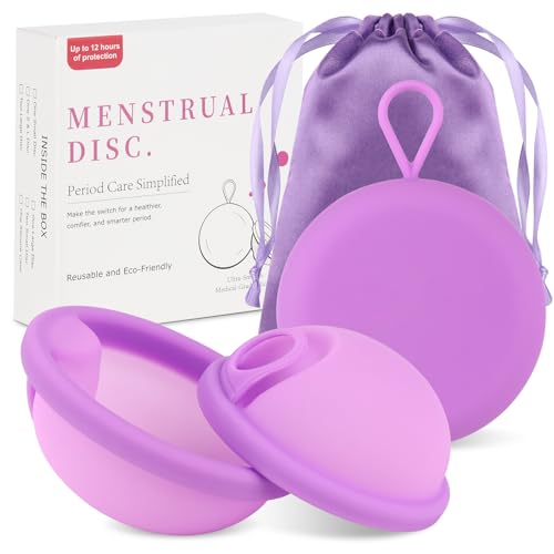 FENYW Disco menstrual, 2 Piezas Copa Menstrual (S+L), Discos menstruales Reutilizables, Fugas, de silicona médica, disco reutilizable para mujeres activas, deportes, natación