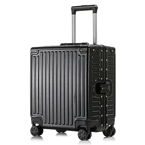 Hard Shell Carry on Luggage with Aluminum Frame, Airline Approved Carry on Hardside Suitcase with Spinner Wheels, No Zipper Suitcase Travel Luggage Hard Shell Lightweight Rolling Suitcases (Black)