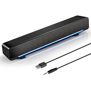 HEANTTV PC Speakers,Computer Speakers for Desktop,USB Powered & 3.5mm Jack Pc Sound bar,10W Stereo Sound,Gaming Soundbar for Monitor,Computer,Laptop -Black