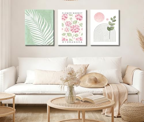 Image of FraFrimeeme med Green and Pink Bathroom Decor, Set of 3, 12x16 Inch