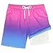 LUCOWEE Boys Bathing Trunks Boxer Brief Lined Anti Chafe Quality Swimming Shorts Swimsuits Stretchy Light Weight Quick Dry UPF 50+ Water to Land Pink Blue Ombre Size 10-12
