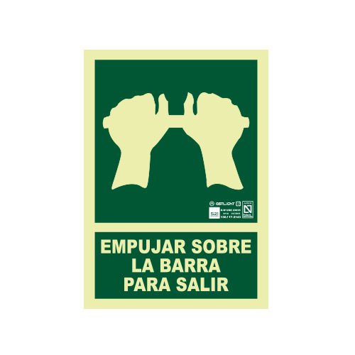 Astlight SAL5090.7FJ - Señal empujar sobre la barra para abrir fotoluminiscente multicolor