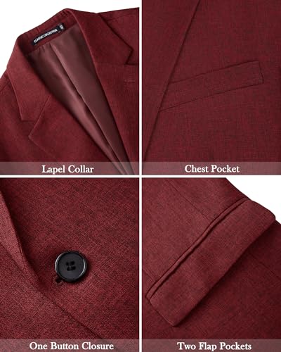J.VER Mens Casual Blazer Sport Coat One Button Business Stylish Suit Jacket4