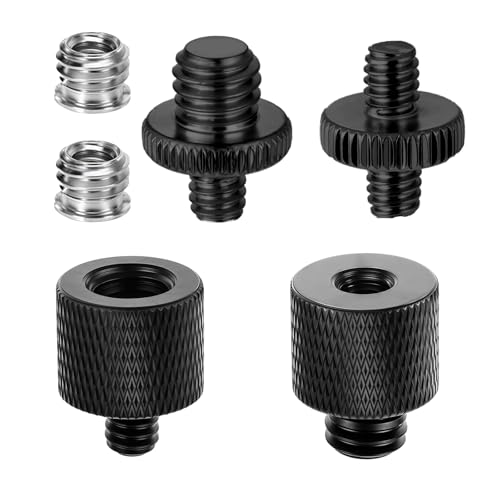 Xthrotsenk Tripod Screw Adapter 6 Pcs Aluminum Threaded Converter 1/4 Male to 3/8 Female and 3/8 Male to 1/4 Female for Tripod Camera Monitor Mic Stand Light Stand (Black)