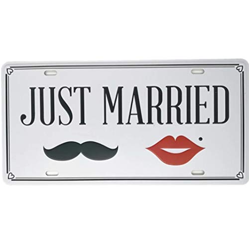 Eureya, Targa in Metallo per casa, Bar, Decorazione da Parete per Auto, Targa 15,2 x 30,5 cm – Perfetto Souvenir, Just Married, 6"x12"