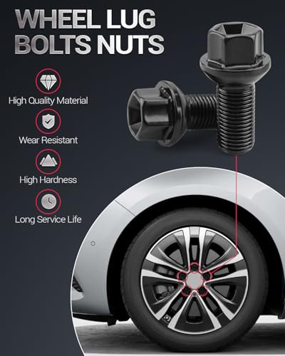 Image of ANODZU 5PCS M14 x 1.5 Wheel Lug Bolts Nuts Fit for Mercedes Benz 2003-2018 A B C E Class CLA CLS CLK GLA GLK ML350 GL350 GL450 R300L R350L SLC SLK SL, Replace 0009908307