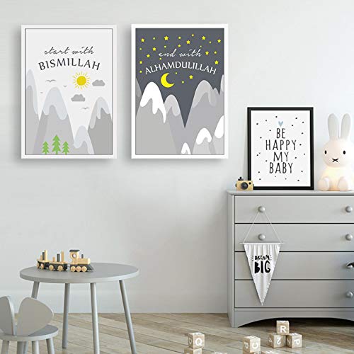 Tableau islamique moderne 60x90cm avec poster montagne pour salon musulman