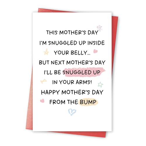 Qiavor Funny Mother’s Day Card for Mother to Be, Pregnant Women Mothers Day Card Gift, 1st Mothers Day Gift Idea for Friends Family, Happy Mother’s Day from the Bump