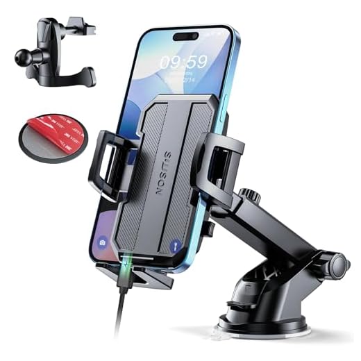 SUUSON Upgraded 3-in-1 Car Phone Holder Mount [Powerful Suction] Phone Mount for Car Dashboard Air Vent Windshield,for All iPhone Android Phone (Black)
