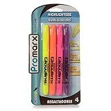 Promarx Pocket Stick Highlighters, Assorted Colors, 4 Count (HS07-LPCB04-48)