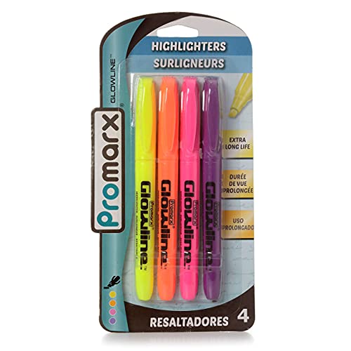 Promarx Pocket Stick Highlighters, Assorted Colors, 4 Count (Hs07-Lpcb04-48) #TOP5