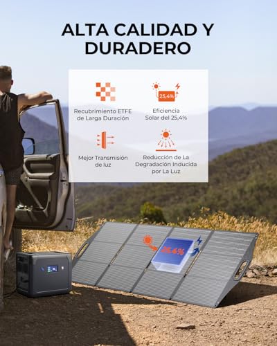 Miniatura 2 de Célula Solar N-Type Bigblue 200w Etfe Cargador De Panel Solar Para Baterias Y Generador Solar, Panel Solar Portátil Con Soporte, Impermeable Ip68, Diseño Plegable Para Exteriores Acampar Rv Batería