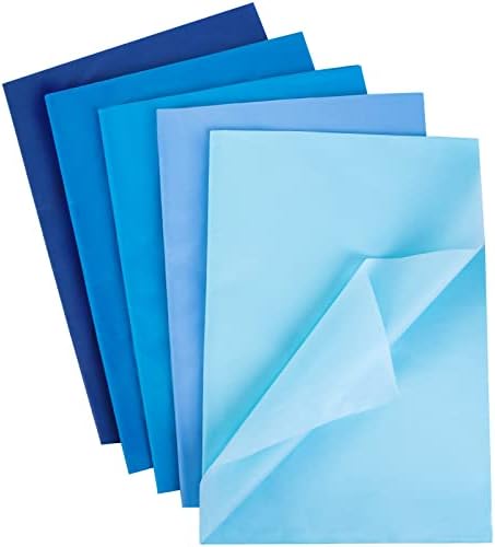 Shindel Tissue Gift Wrapping Paper Crafts, 200Sheets Blue Wrapping Tissue, 5 Colors, 19.7 x 27.6inches
