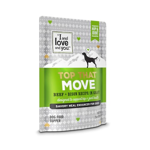 Image of I AND LOVE AND YOU Wet Dog Food Toppers - Top that Move Beef with Bison Recipe in Gravy, Meal Enhancer Topper, 3oz 12pk