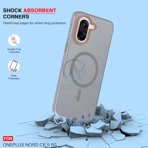 Image of AESTMO OnePlus Nord CE 5 5G Back Cover | Slim Hard Shell | Matte Frosted Hard Back Translucent Back Cover for OnePlus Nord CE 5 5G (Compatible with MagSafe Accessories, Grey)