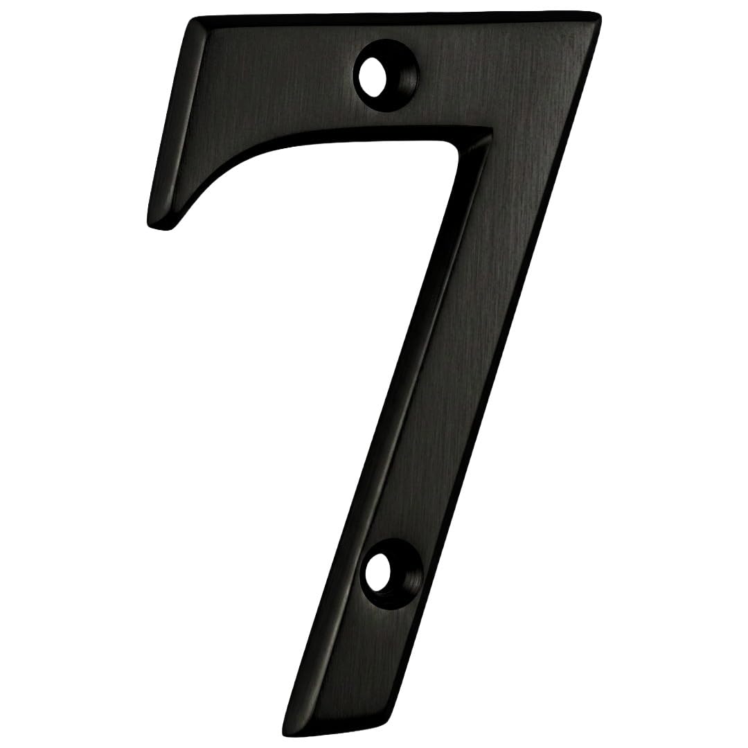 Door Number in Black Finish- Screw Fix 3" Nanocoast House Number, Times Roman Font, 7