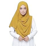 LMVERNA Solid Color bubble Chiffon scarf women Muslim Hijab Long Scarf wrap scarves (Gold)