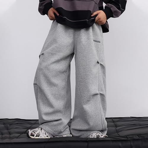 Baggy Sweatpants Boys Elastic Waist Wide Leg Track Pants Casual Loose Athletic Pants Sports Trousers with Pockets 4-15Years3