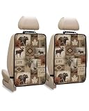 T&H XHome Bull Moose Car Seat Protector, 2 Pack Kick Mats Back Seat Protector Black Bear Pine Cones