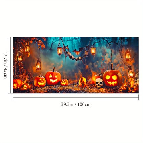 Vinilo decorativo Halloween linterna calabaza 39.3x17.7 pulgadas miniatura 3