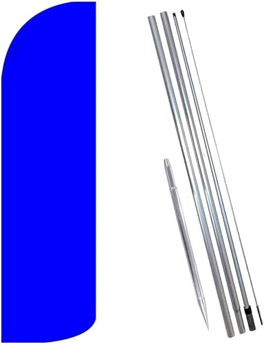 Bandera de plumas sin viento azul macizo (11,5 pies de alto, 15 pies de alto, estaca de montaje en tierra)