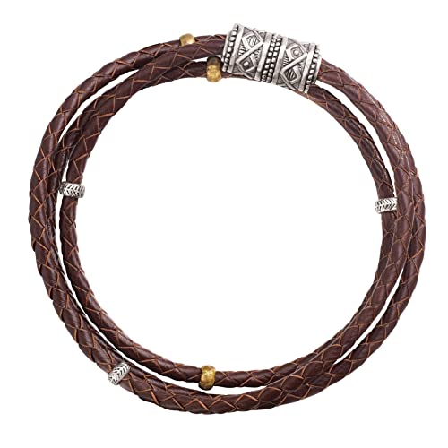 Silpada 'Multi-Purpose' Genuine Leather Wrap Chain Bracelet in Sterling Silver and Brass, 29