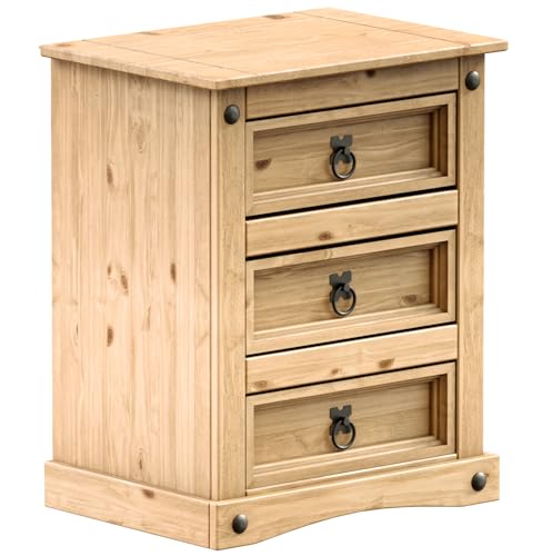 Vida Designs Corona Bedside Chest, 3 Drawer, Solid Pine Wood