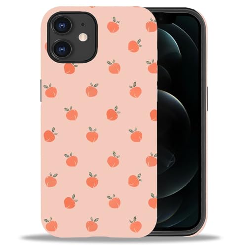 DAIZAG Case for iPhone 11,Mixed 2 Layer Design Shockproof Soft TPU Ddouble Protection Phone Case for iPhone 11-Lovely Pink Peaches