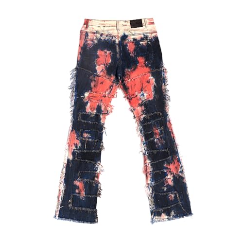 Men's Slim-fit Mid-Rise Denim Pants, Tie-dye Stacked Pants, Hip-hop Party Men's Jeans2