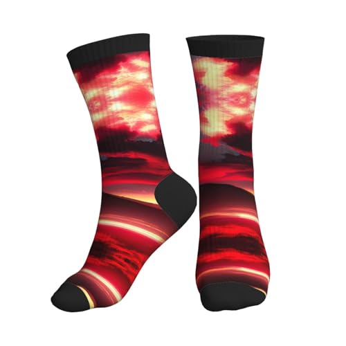 DRTGEDS Red Sky At Night Starry Fashion Leisure Sports Socks Are Unisex To Keep Feet Dry Suitable Various Outdoor Sports