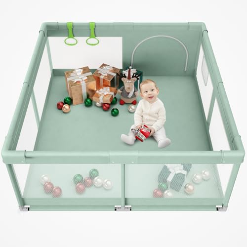 Image of Fodoss Playpen for Babies and Toddlers, Green Playpen for Apartment, Kids Play Pen, Extra Large Baby Play Pen, Big Playard for Infants