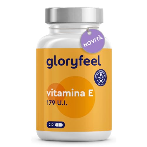 Vitamina E in Capsule, 120 g di Vitamina E Pura, 210 Capsule, Vitamina E Capsule Softgel (179 U.I.) per dose giornaliera, Vitamina E Naturale ad Alto Dosaggio, Testato in Laboratorio